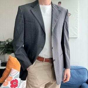 Ermenegildo Zegna Italy Gray Wool Stripes Long Sleeve Blazer 40R